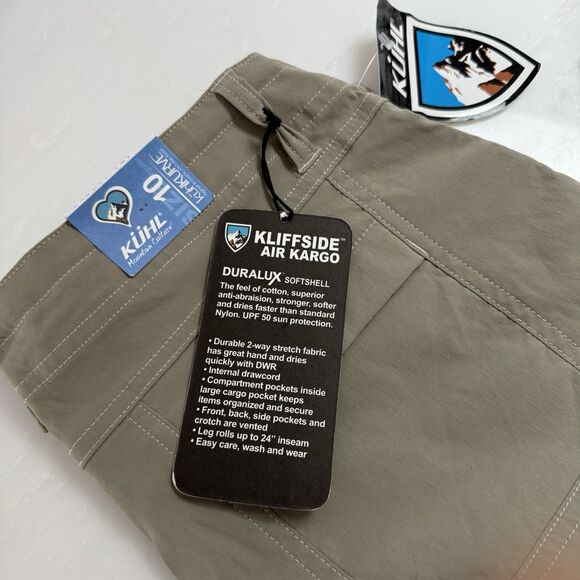 NWT Kuhl Kliffside Convertible Pants Women Sz 10 Khaki Outdoors Hiking Gorpcore - Picture 4 of 9